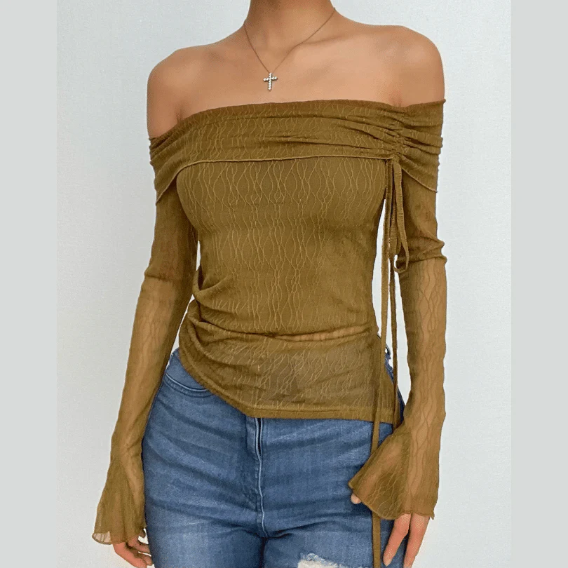 Mesh off shoulder Top 